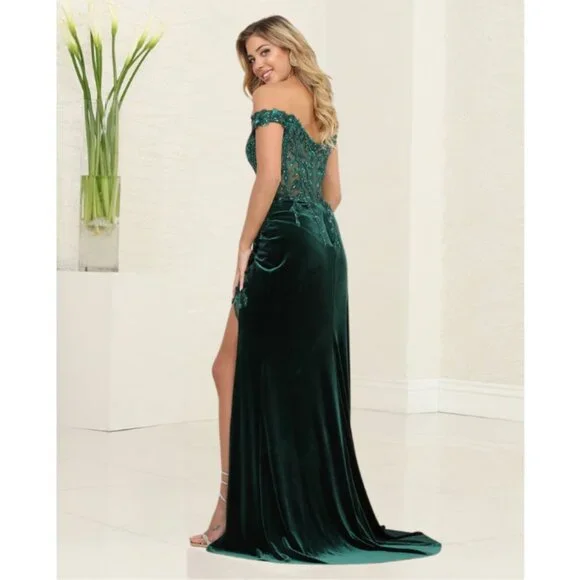 Hunter Green Prom Semi Sweetheart Off Shoulder Sheath Dress Royal Queen RQ8085
